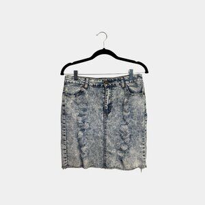 Distressed Denim Mini Skirt – Size Large